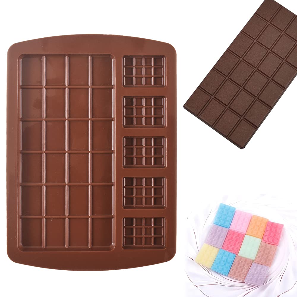 Premium Silicone Chocolate Bar Molds - 5 Pack Reusable Break Apart Molds for Homemade Protein Bars, Energy Bars & Candy - Perfect for Baking, Gifts & Healthy Snacks