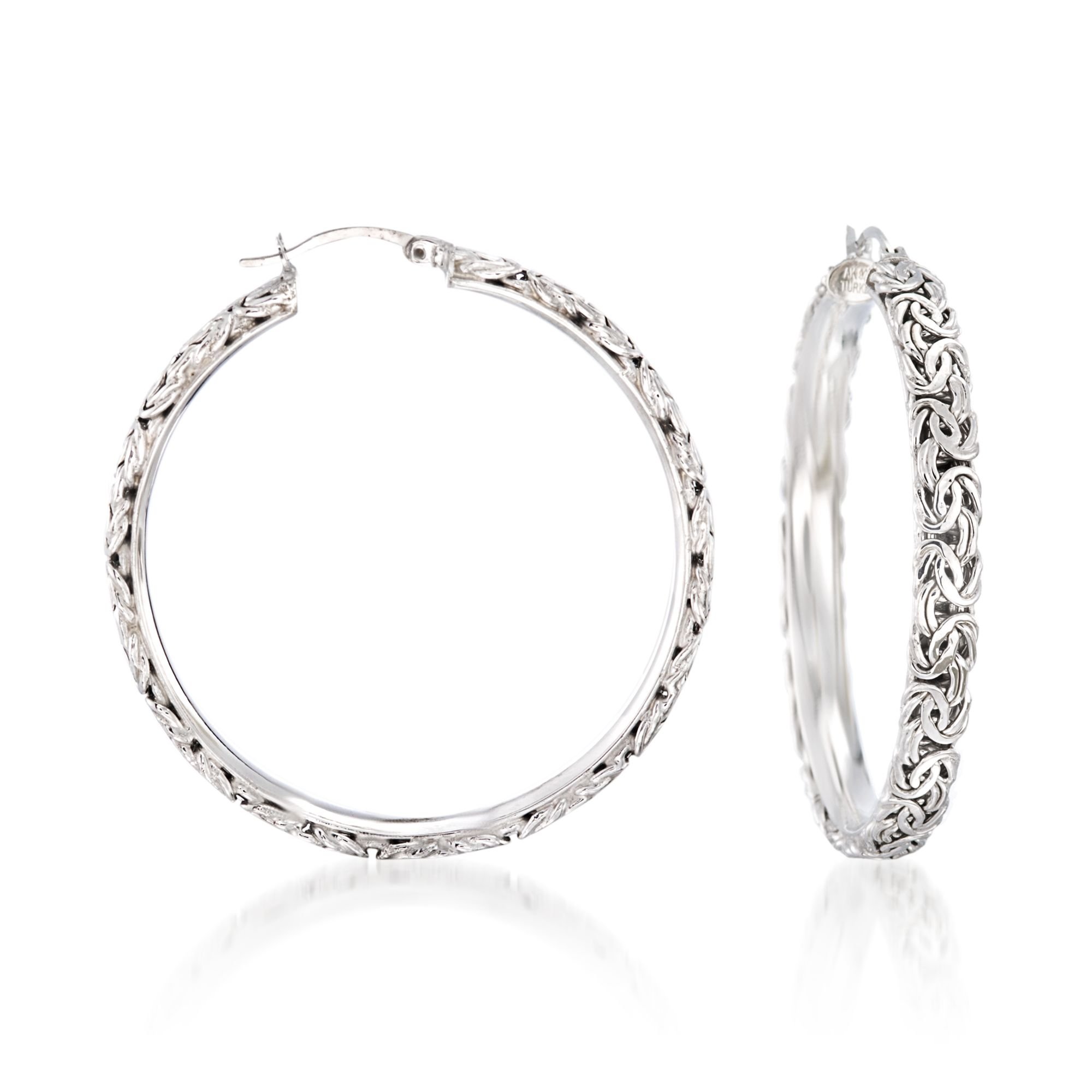Ross-Simons Sterling Silver Byzantine Hoop Earrings for Women - 925 Silver Chunky Hoop Earrings, Vintage Style Jewelry Gift for Her - Perfect for Parties, Weddings & Everyday Wear