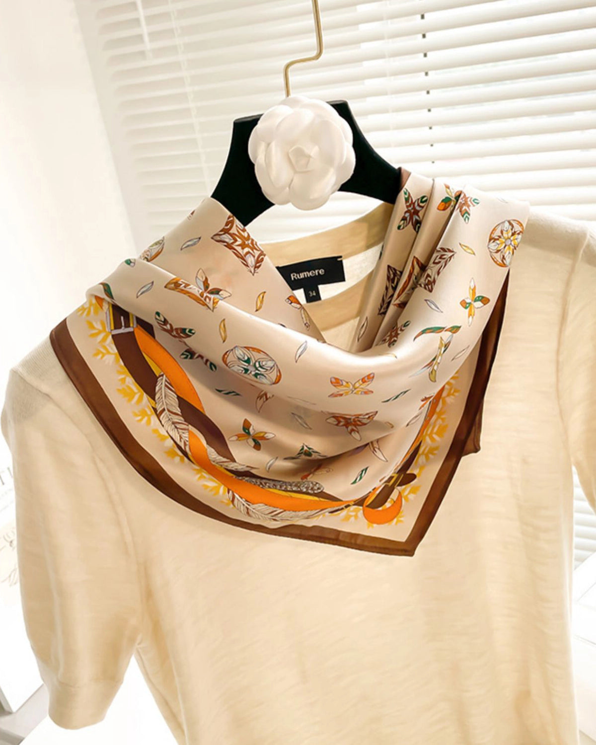 Luxury Square Silk Scarf for Women - Elegant Fashion Accessory for Office, Travel & Special Occasions
