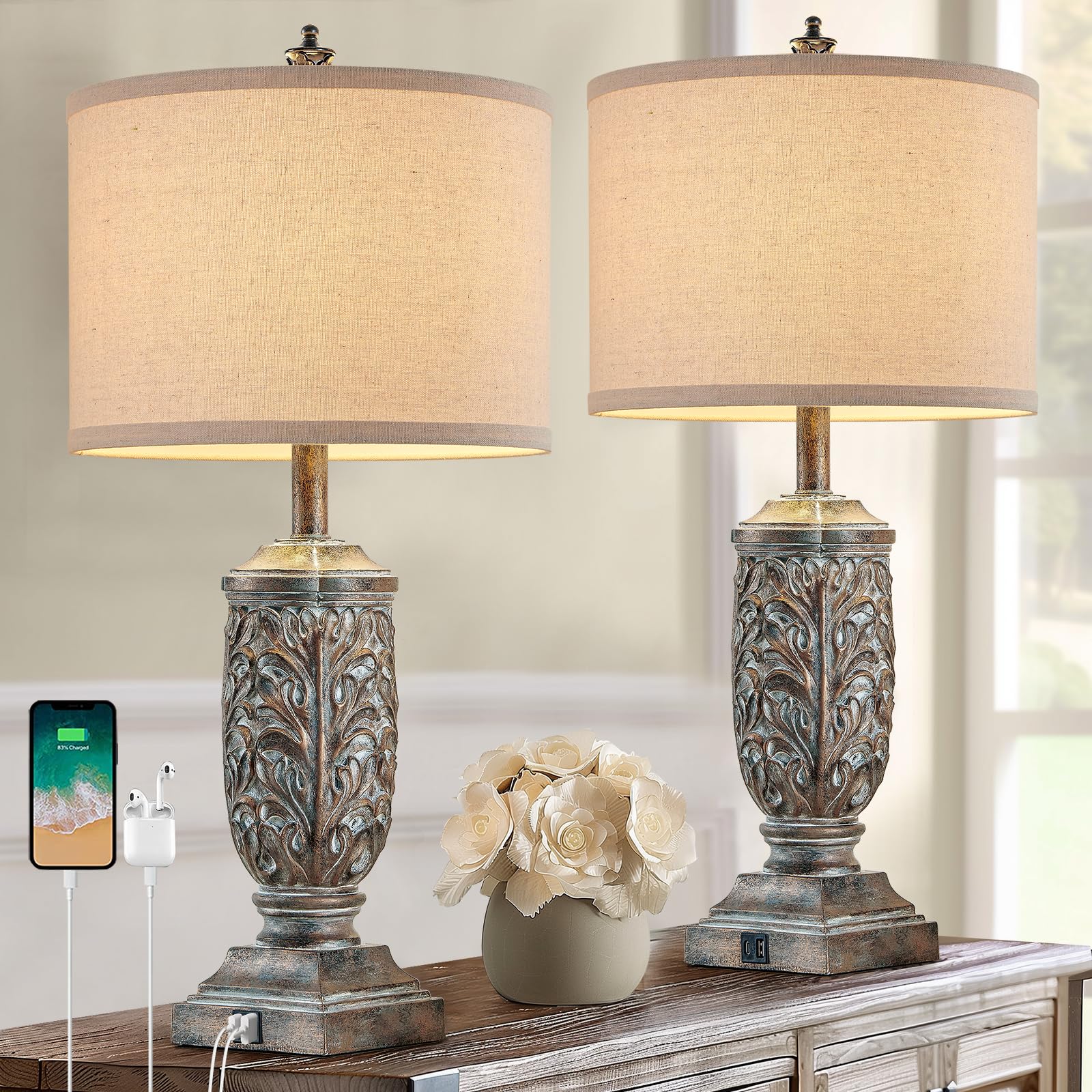 Set of 2 Farmhouse Table Lamps - 28.5