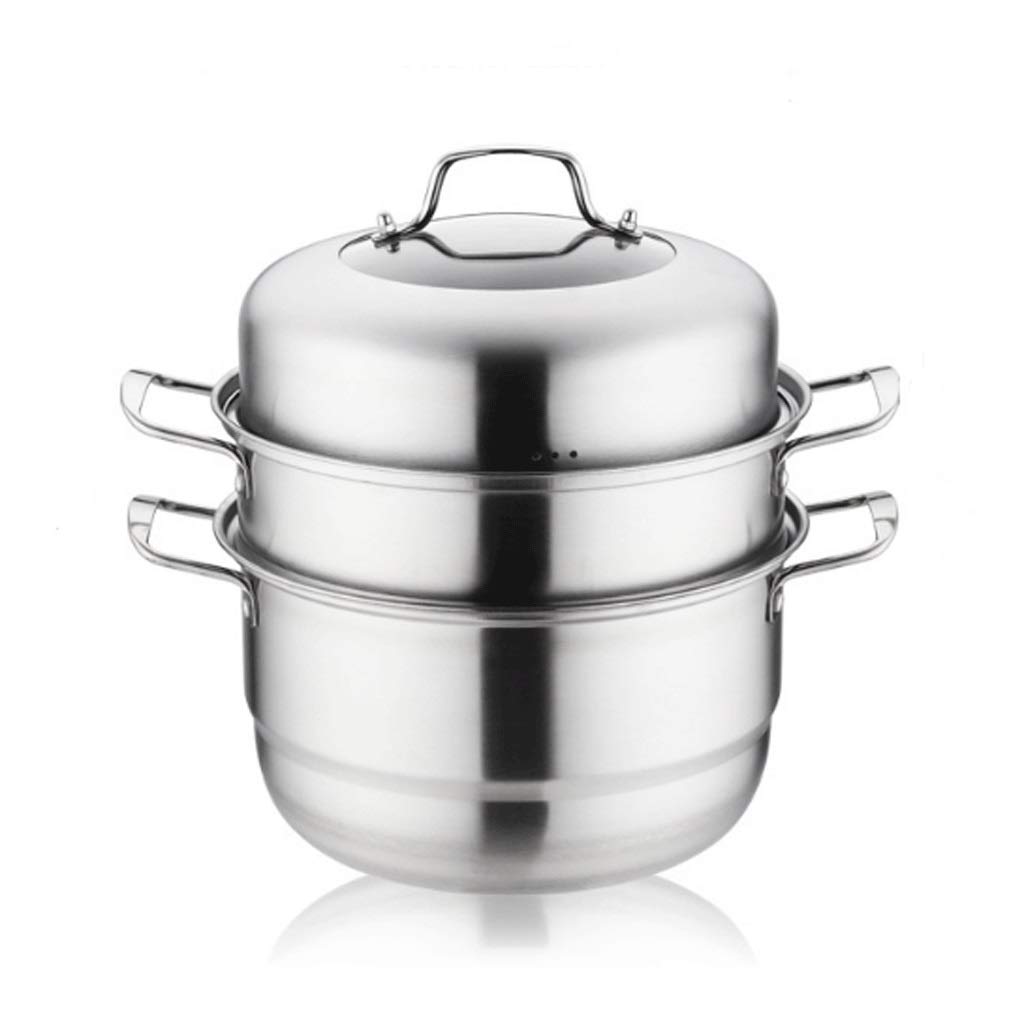 28cm Stainless Steel 3-Layer Steam Pot with Lid - Induction & Gas Stove Compatible Soup Steamer, Universal Cooking Boiler for Home Kitchen, Restaurants & Catering