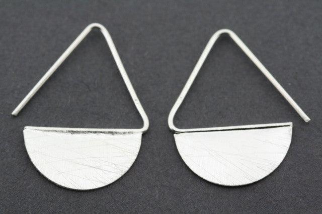 Half Moon Disc Drop Earrings - Sterling Silver Dangle Earrings for Women - Perfect for Parties, Weddings & Everyday Wear