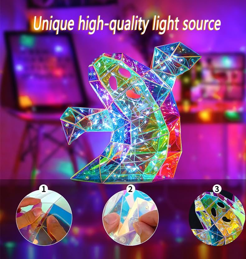 2024 New LED Prismatic Iridescent Spooky Ghost Light - Halloween Decorations for Indoor/Outdoor, Party, Yard & Haunted House Decor