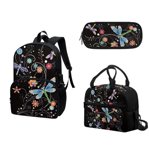 Dragonfl Colorful Black Boho Floral