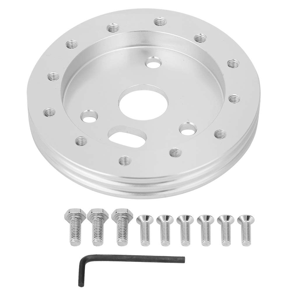 Universal Aluminum Alloy Car Steering Wheel Hub Spacer - 3 Hole 0.5in Adapter for 6 Hole Wheels (Silver) | Perfect for Racing, Drifting & Custom Car Modifications