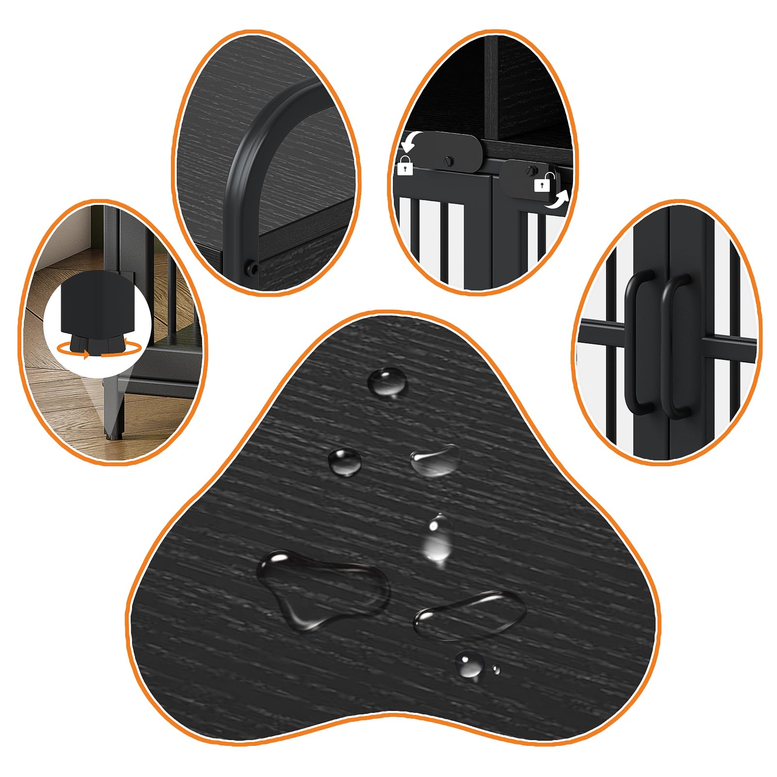 Premium Large Wooden Dog Crate with Storage Drawers - Heavy Duty Indoor Dog Kennel & Side Table - 40.5