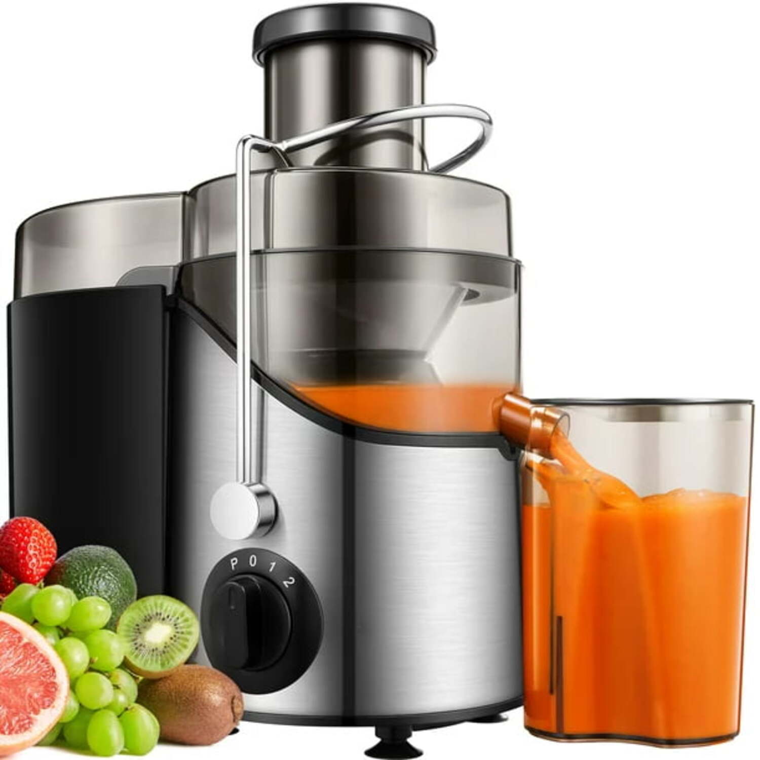 AICOOK AMR526 3-Speed Stainless Steel Juicer Extractor - BPA Free, Easy to Clean for Fresh Juice & Smoothies - Perfect for Home, Kitchen, Office & Healthy Lifestyle