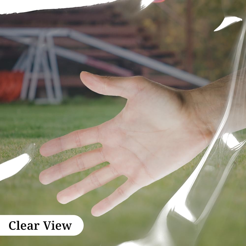 Heavy Duty Clear Vinyl Tarp 20mil Waterproof with Grommets - 8x12 Feet Multipurpose Cover for Indoor & Outdoor Use - Perfect for Camping, Construction, Pool Covers, and Weather Protection
