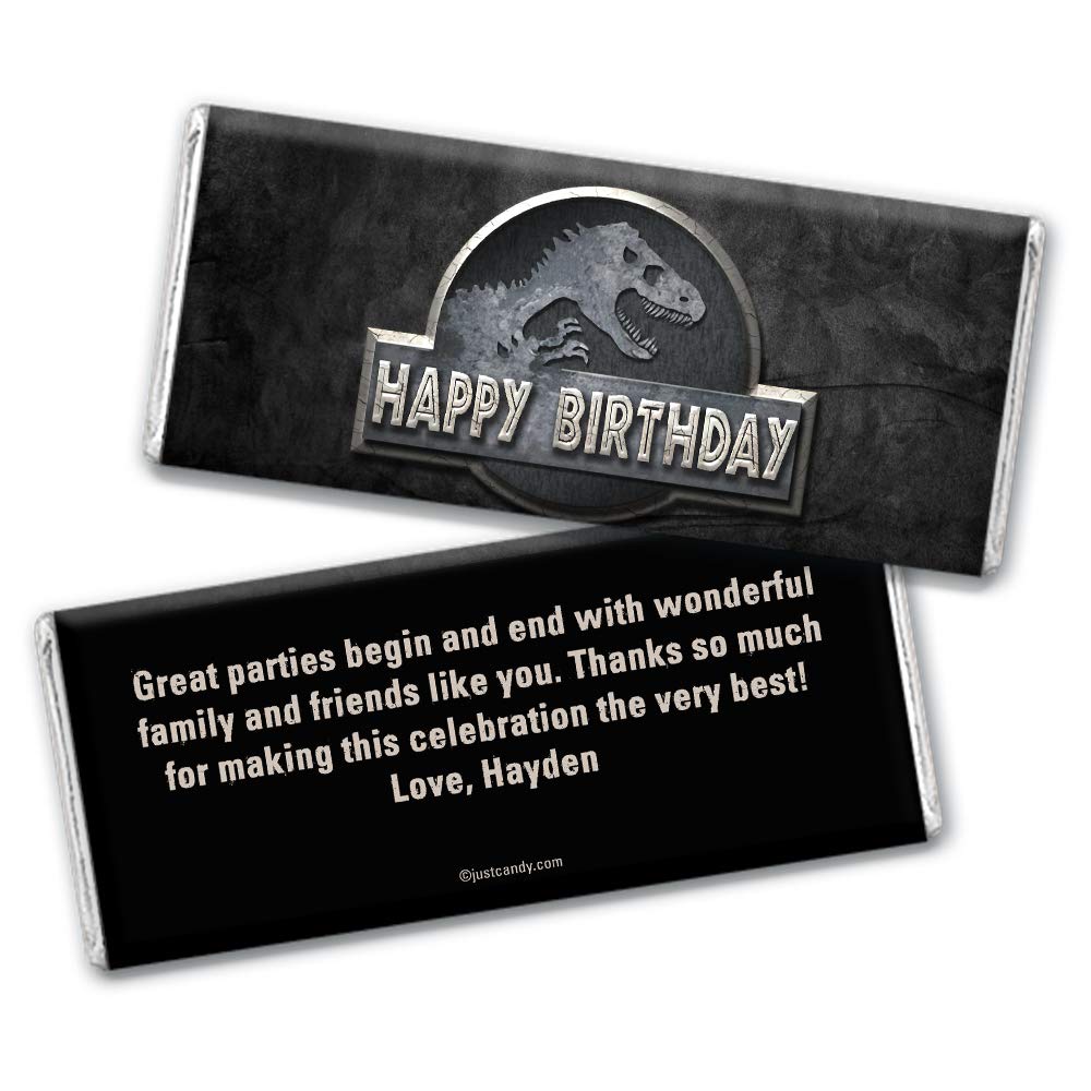 Personalized Dinosaur Themed Chocolate Bars for Kids Birthday Party - 24 Pack - Perfect for Party Favors, Classroom Treats & Special Events