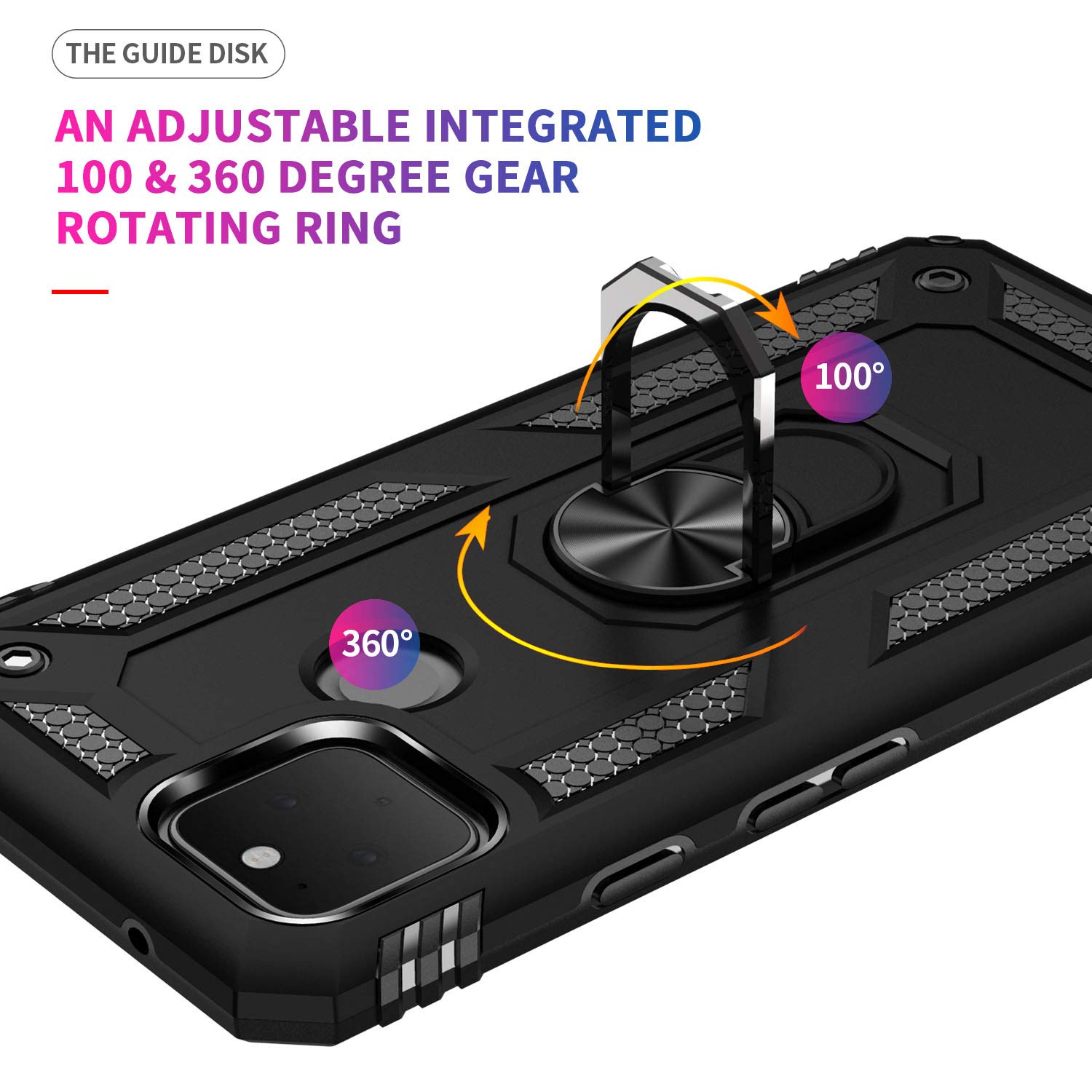 Military Grade Protective Phone Case for Google Pixel 4a 5G with Ring Car Mount & Kickstand - Shockproof Cover for Everyday Use, Travel & Outdoor Activities - Black
