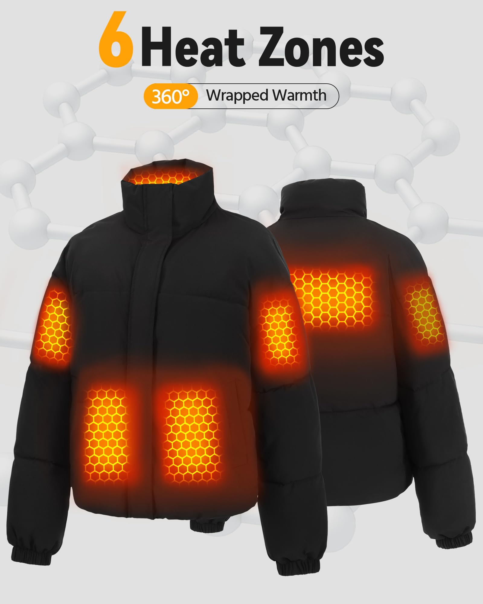 Graphene Heated Jacket for Women - 12V Fast Charging with 18400mAh Large Battery - Perfect for Winter Outdoor Activities, Skiing & Hiking