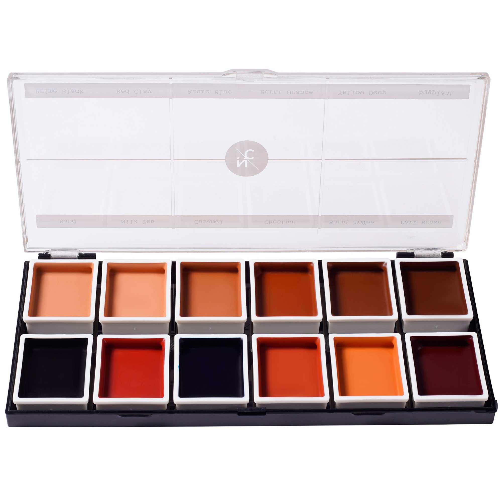 12 Color Dark Flesh Tone Alcohol Activated Palette - Professional Face & Body Paint for Halloween, Cosplay & Special Effects Makeup