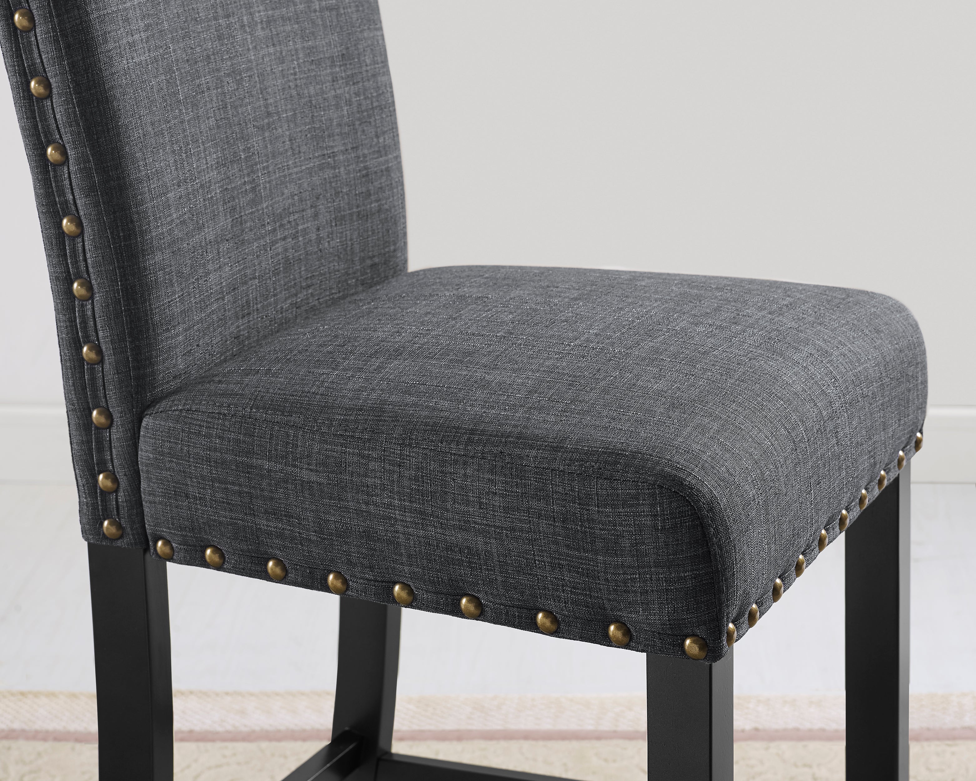 Roundhill Furniture Biony Fabric Counter Height Bar Stools with Nailhead Trim, Set of 2 - Modern Kitchen Island & Breakfast Nook Seating for Home & Office