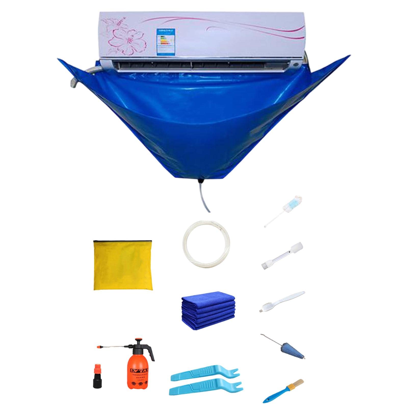 FEBUD 10/12/16PCS Waterproof Air Conditioner Cleaning Cover Kit - Wall Mounted AC Service Bag with Drain Hose for 1.5P or Smaller Units | Prevent Water Leaks During Deep Cleaning | Perfect for Home, Office & HVAC Maintenance