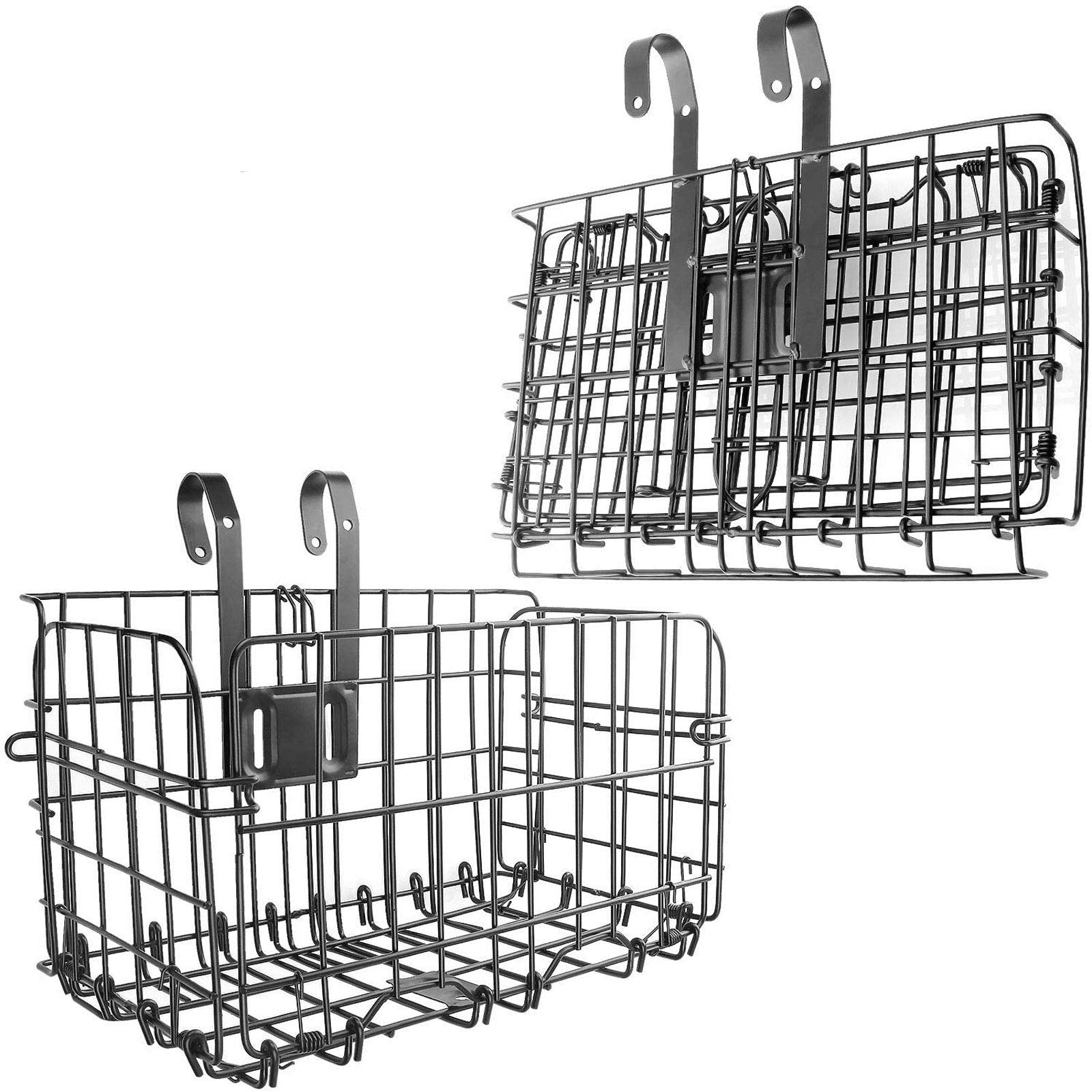 Foldable Detachable Bike Basket - Rustproof Wire Mesh Front & Rear Bicycle Cargo Rack for Mountain/Commuter Bikes - Perfect for Groceries, Picnics & Outdoor Adventures