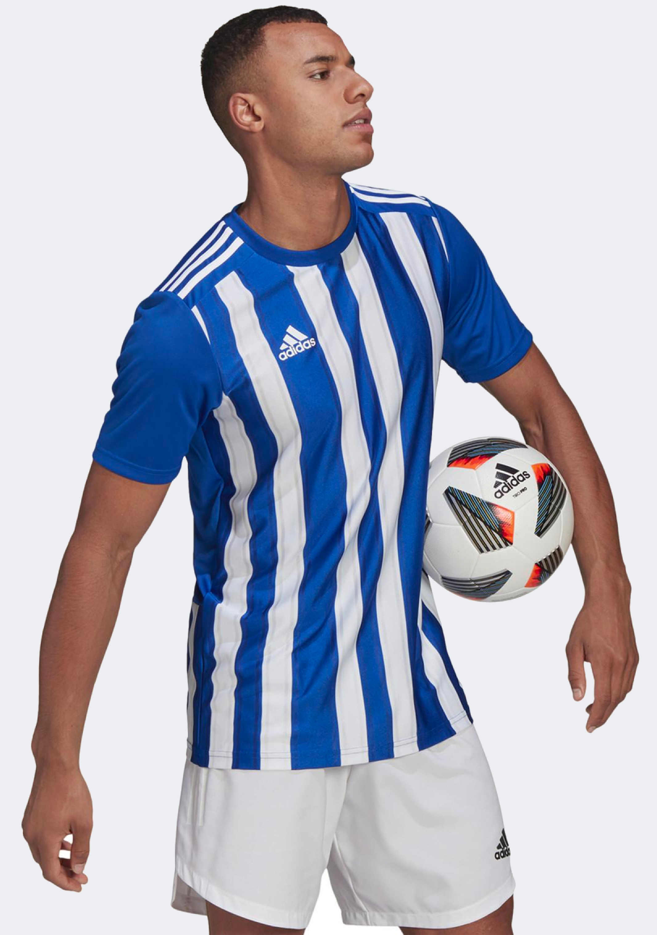 Adidas Men's Striped 21 Jersey - Blue & White Soccer Jersey for Training & Match Play