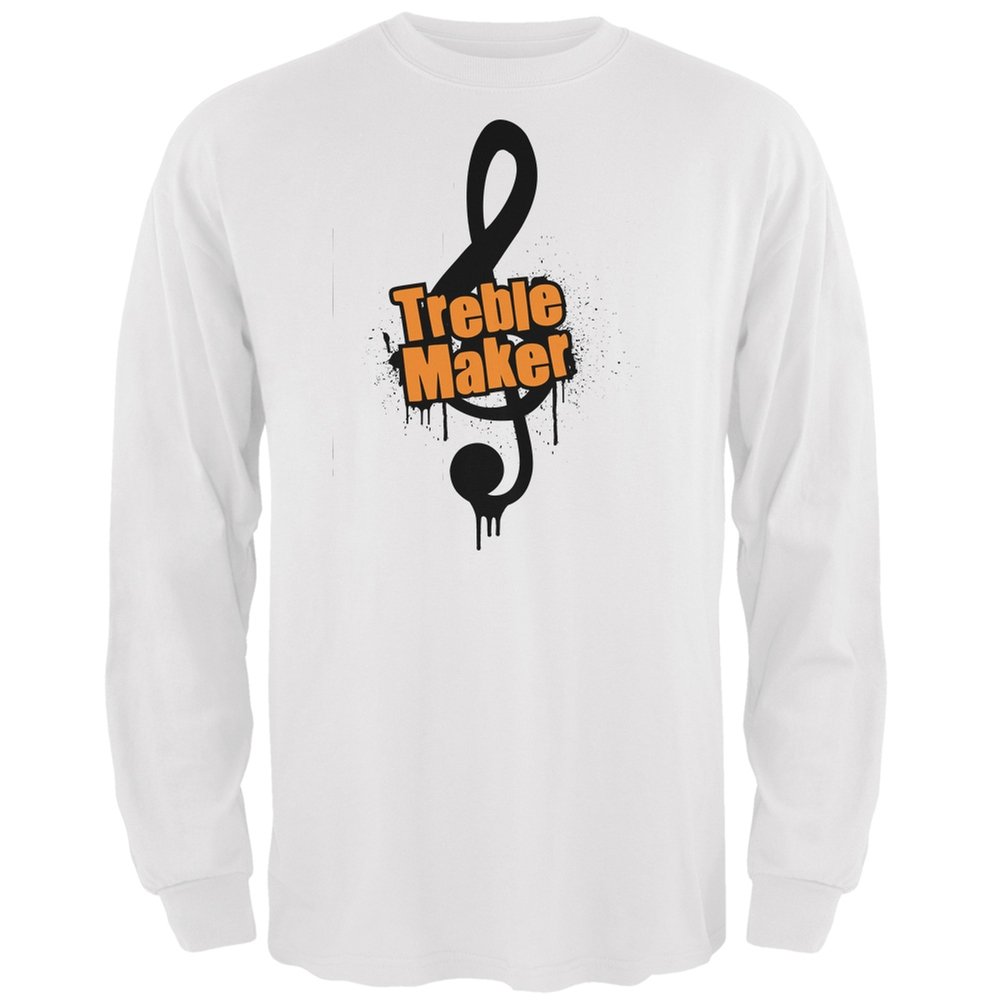 Old Glory Treble Maker White Adult Long Sleeve T-Shirt | Patriotic Music Lover Tee | Casual Wear & Concerts