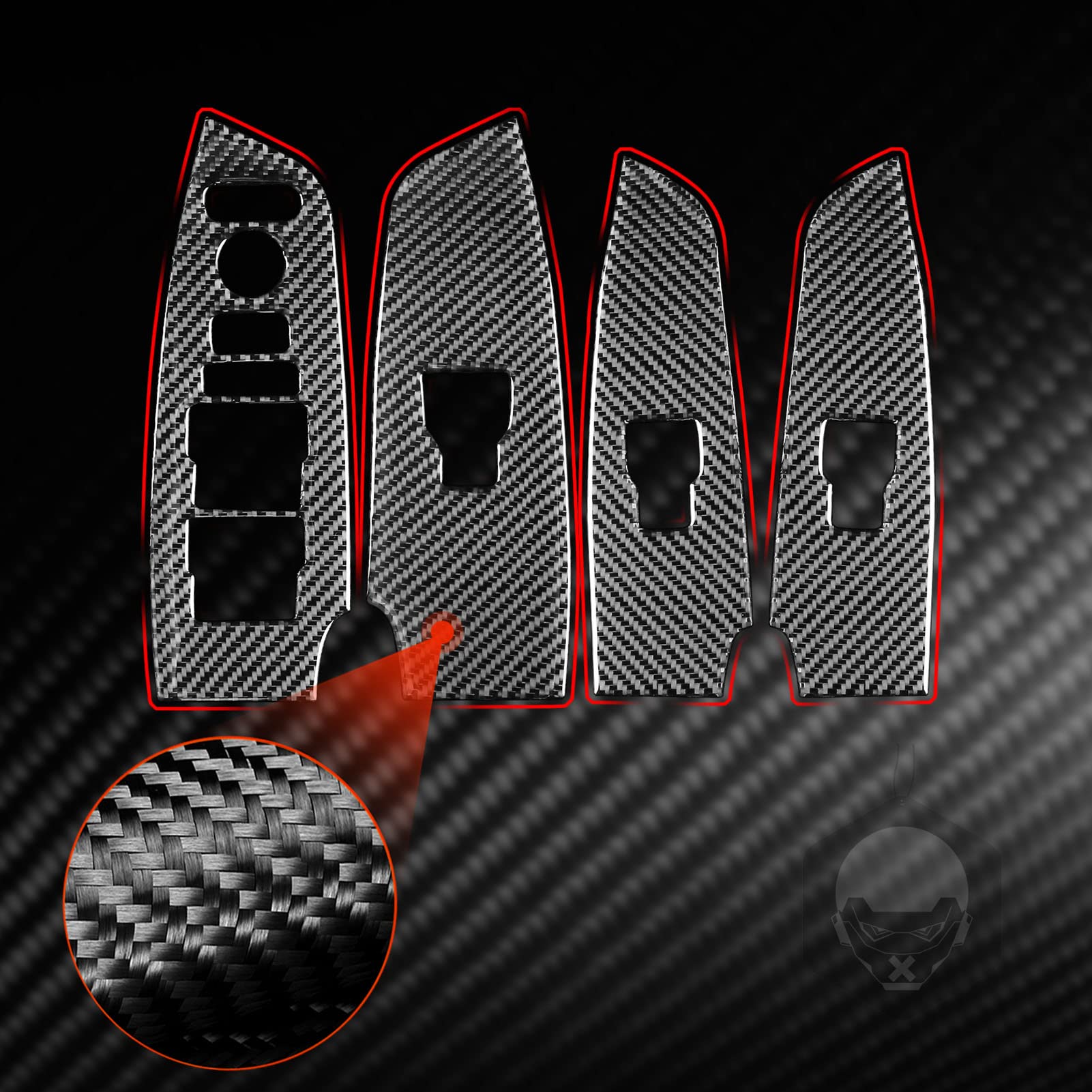 Carbon Fiber Window Switch Panel Cover for 2018-2021 Honda Accord 10th Gen - 4pc Interior Trim Set (Left Hand Drive, Black) | Upgrade Your Car Interior with Stylish Accessories for Enhanced Driving Experience