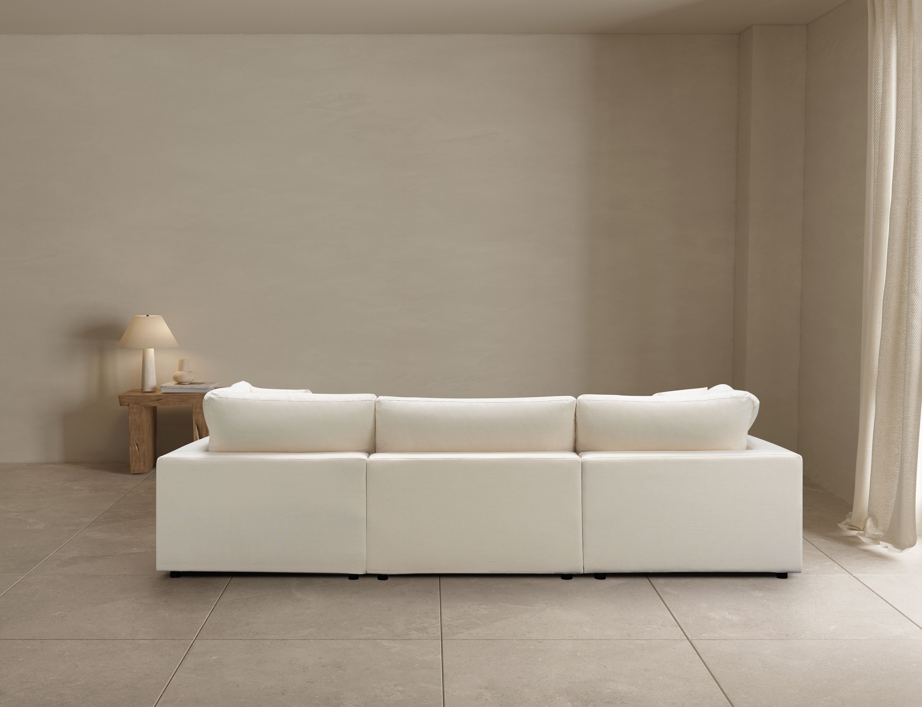 Cali Modular 4-Piece Chaise Sectional Sofa in Sol Ivory - Modern L-Shaped Living Room Furniture for Small Spaces & Apartments