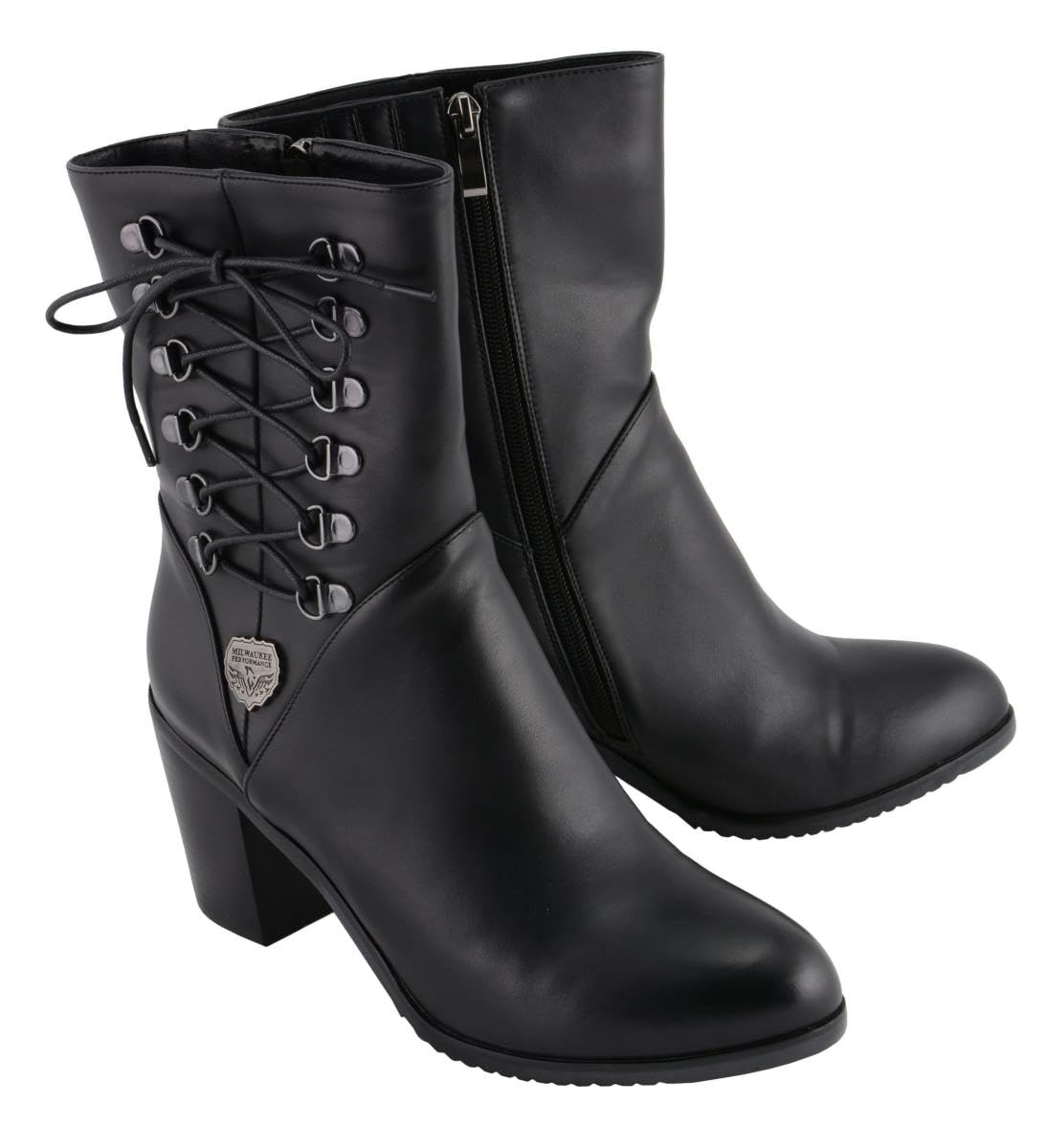 Milwaukee Leather Women's Black Lace-Up Fashion Motorcycle Boots MBL9436 - Stylish & Comfortable Riding Boots for Bikers & Outdoor Enthusiasts