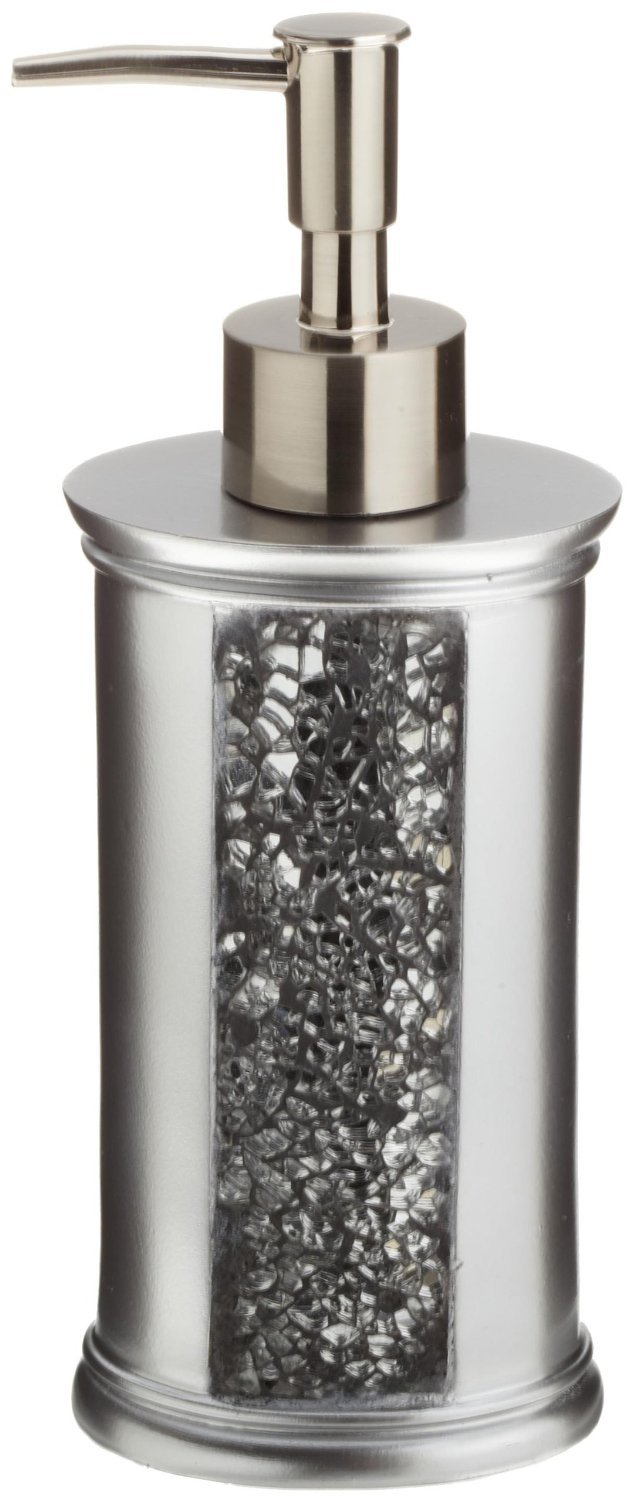 Sinatra Silver 6-Piece Resin Bath Accessory Set with Cracked Glass Design - Luxury Bathroom Decor for Spa, Hotel & Home Use