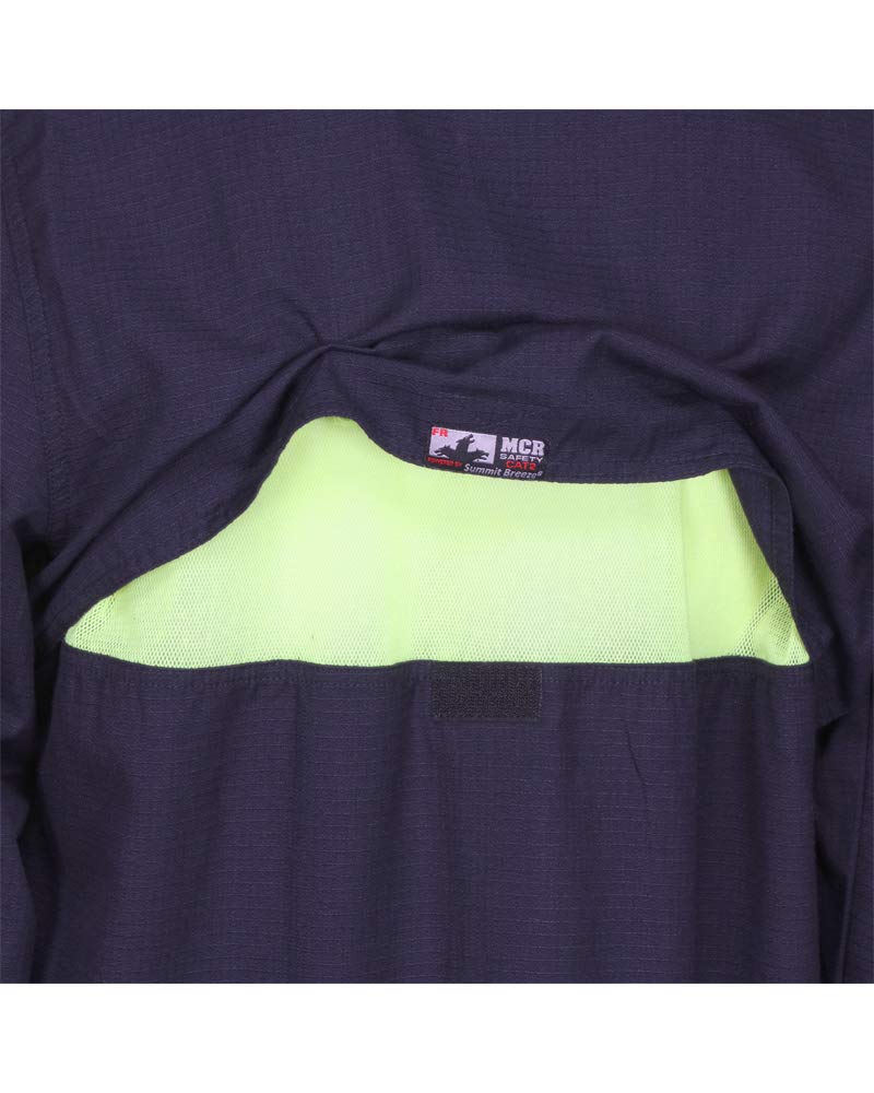 Summit Breeze Flame Resistant Vented Inherent Blend Shirt - Navy Small | MCR Powered | Workwear for Electricians & Industrial Safety