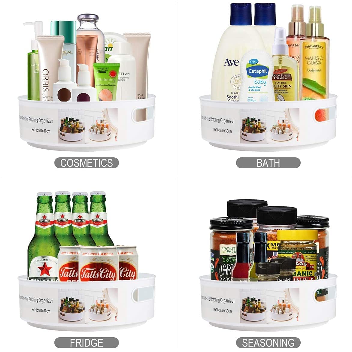 HOLLIO 360° Rotating Lazy Susan Tray - Large Off-White Kitchen Organizer for Spices, Cosmetics & Pantry Storage | Multi-Purpose Revolving Turntable for Countertop, Cabinet & Bathroom Organization