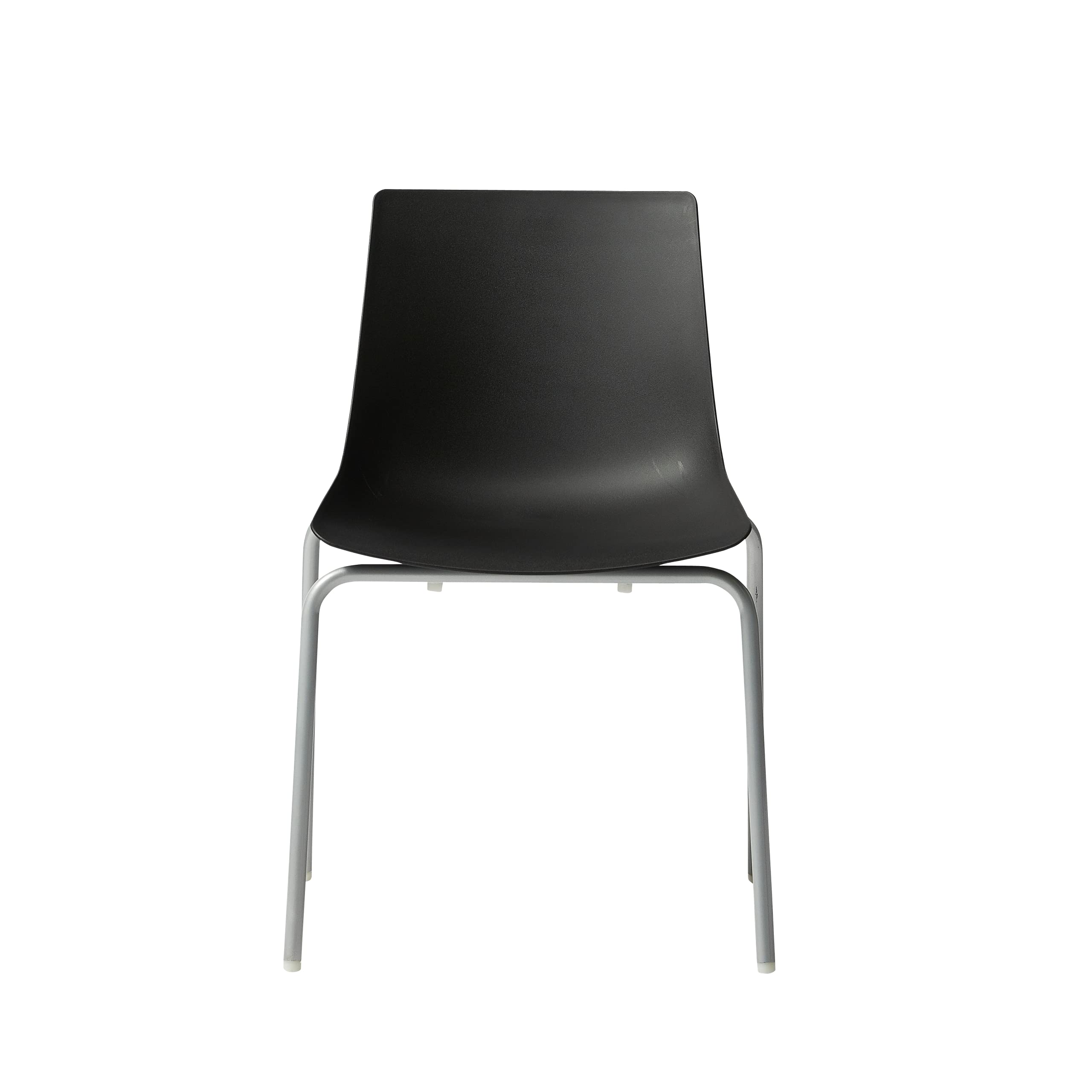 DUOREST Q2 Stacking Chairs - Set of 2 Black Plastic Office Chairs with Single-Piece Shell & Gray Powder Coated Base - Guest, Reception, Conference Room Chairs Made in Korea - Perfect for Offices, Waiting Areas, and Events