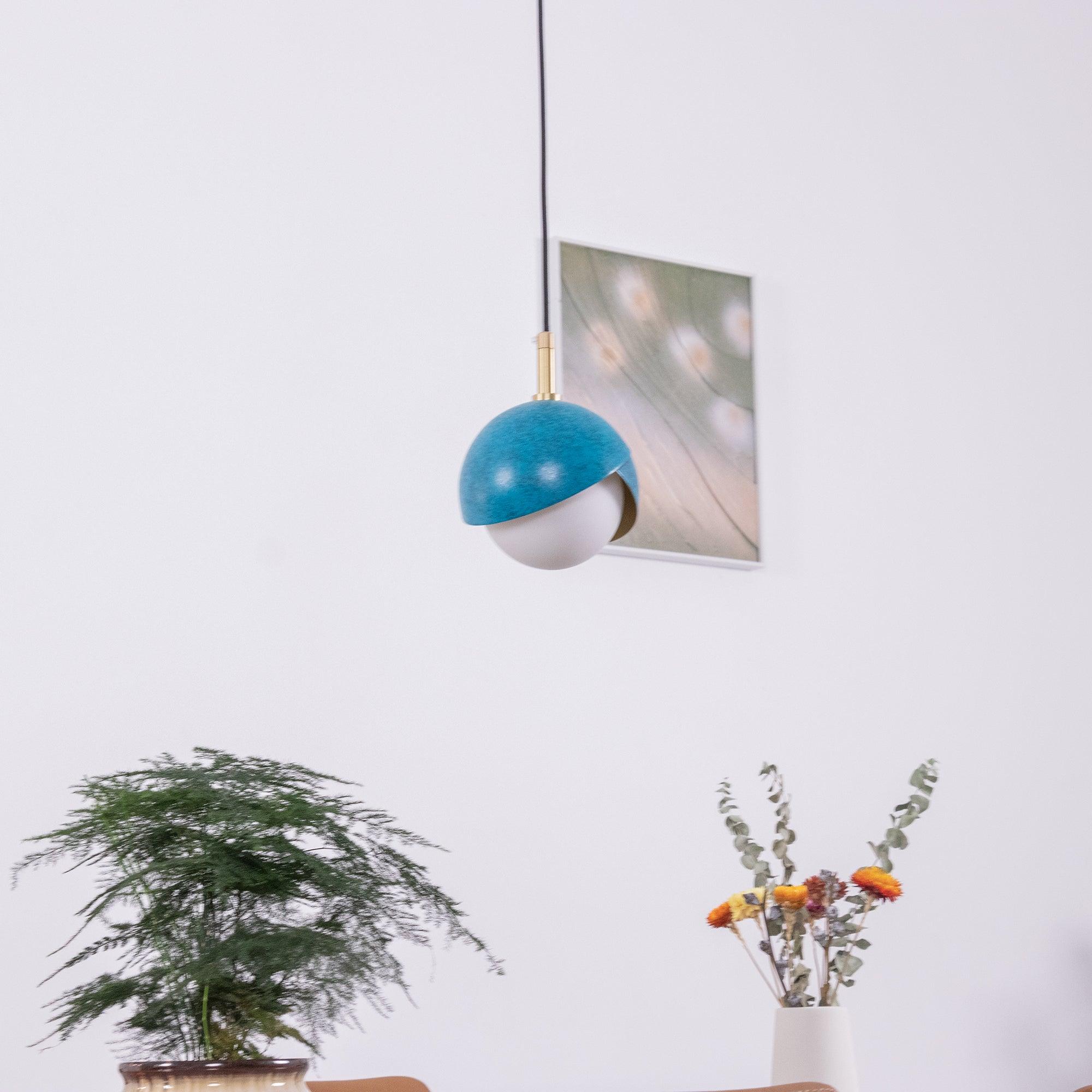 Elegant Blue Glass Drop Pendant Light - Modern Ceiling Hanging Fixture for Dining Room, Kitchen Island, or Bedroom Lighting
