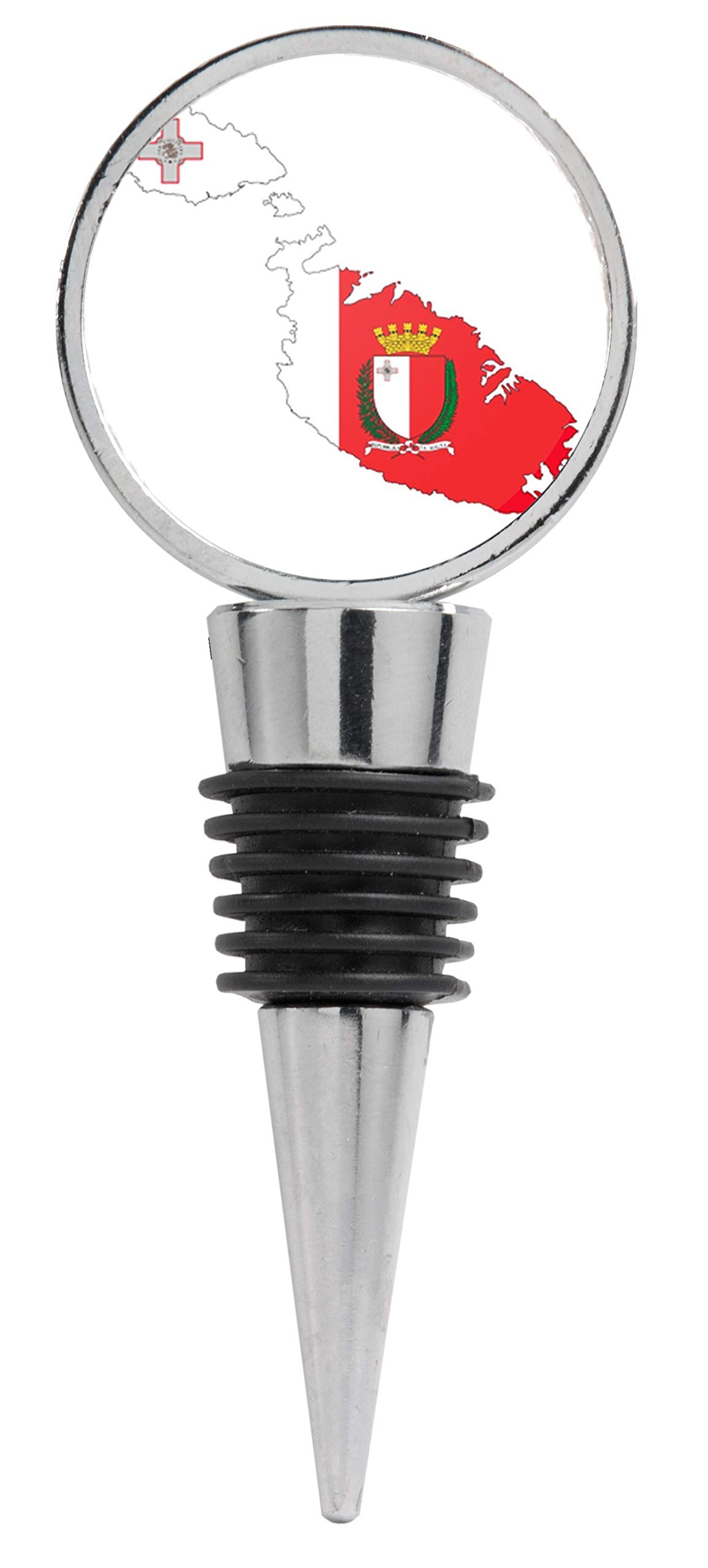 Premium White Wine Stopper with Malta Country Flag Illustration - Perfect for Wine Lovers, Gifts & Home Bar Accessories