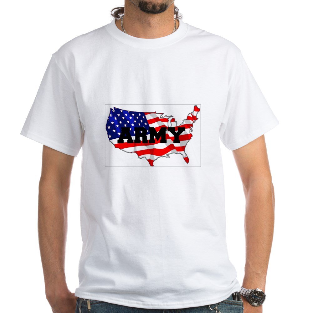 Army T-Shirt 100% Cotton Military Tee for Men & Women - Comfortable White Casual Shirt - Perfect for Veterans Day, Military Appreciation & Patriotic Events