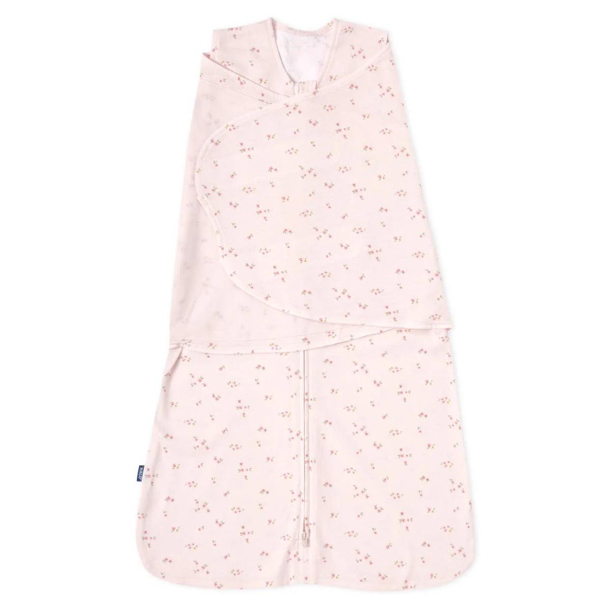Halo Sleepsack Swaddle 100% Cotton Pink Floral Baby Wrap - 1.5 Tog Warmth for Newborns & Infants - Perfect for Nursery, Swaddling & Safe Sleep