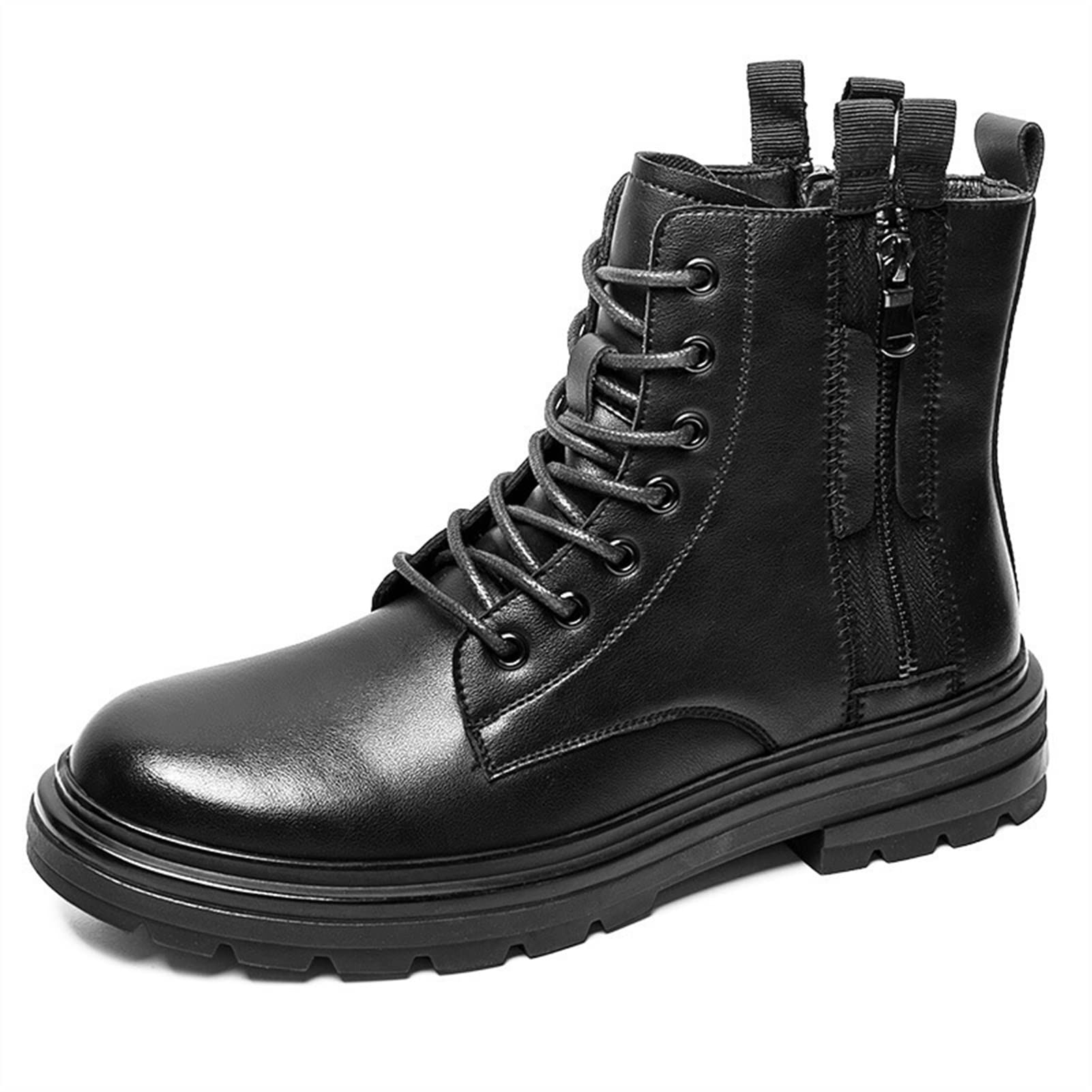 Men's Classic Round Toe Derby Boots - Double Side Zipper, Genuine Cowhide Leather, Waterproof & Slip-Resistant - Perfect for Work, Outdoor & Casual Wear
