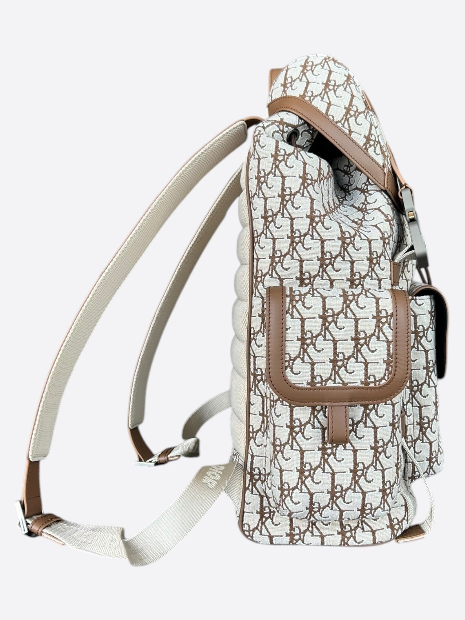 Dior Cactus Jack Beige & Brown Oblique Hit The Road Backpack - Stylish Luxury Travel Backpack for Men & Women | Perfect for Travel, Work & Daily Commute