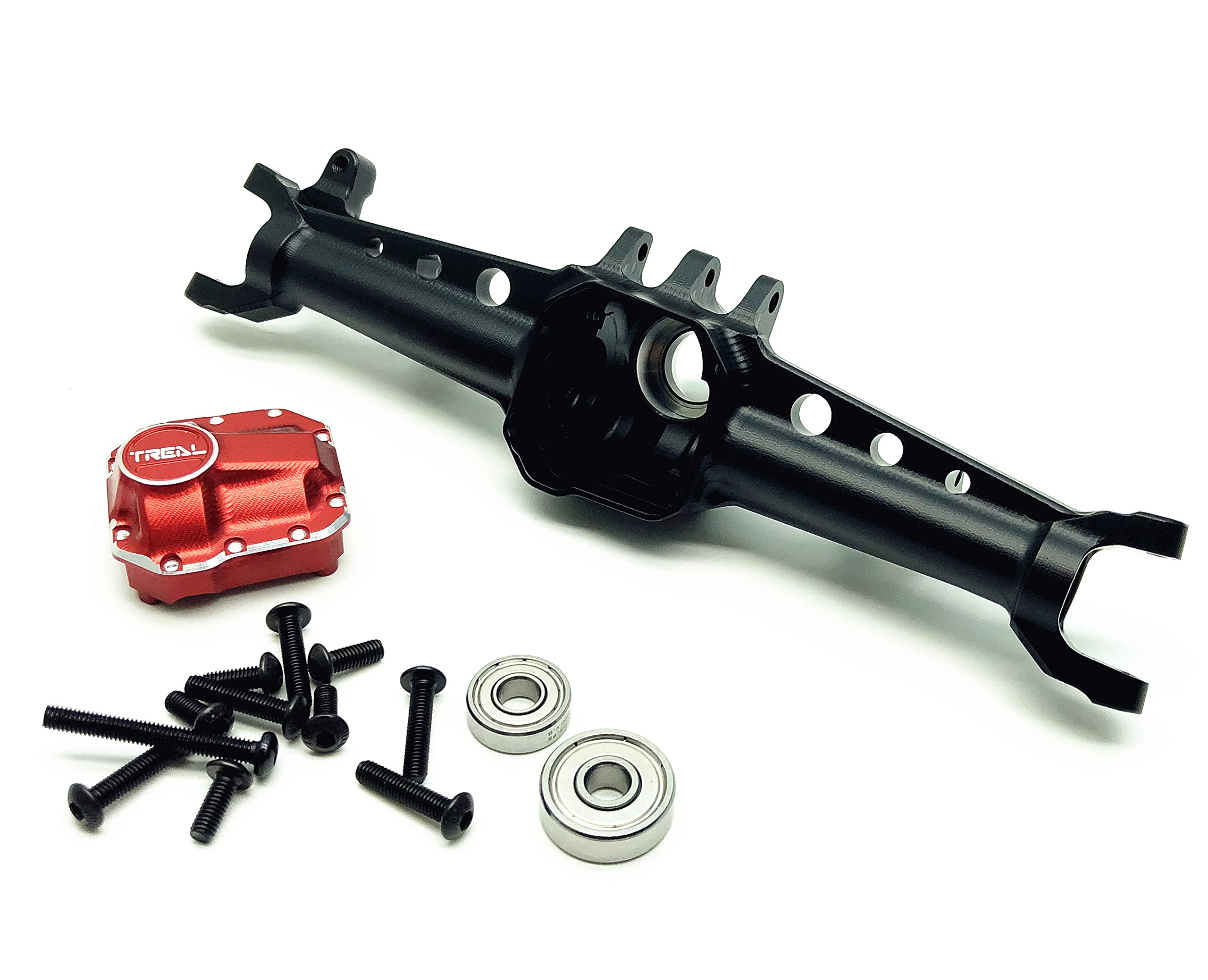 Treal SCX10 II Axles - High-Strength Aluminum 7075 Metal Front Axle for Axial SCX10 2 AR44 | One-Piece CNC Billet Machined | Off-Road RC Crawler Upgrade | Durable Black Finish for Enhanced Performance