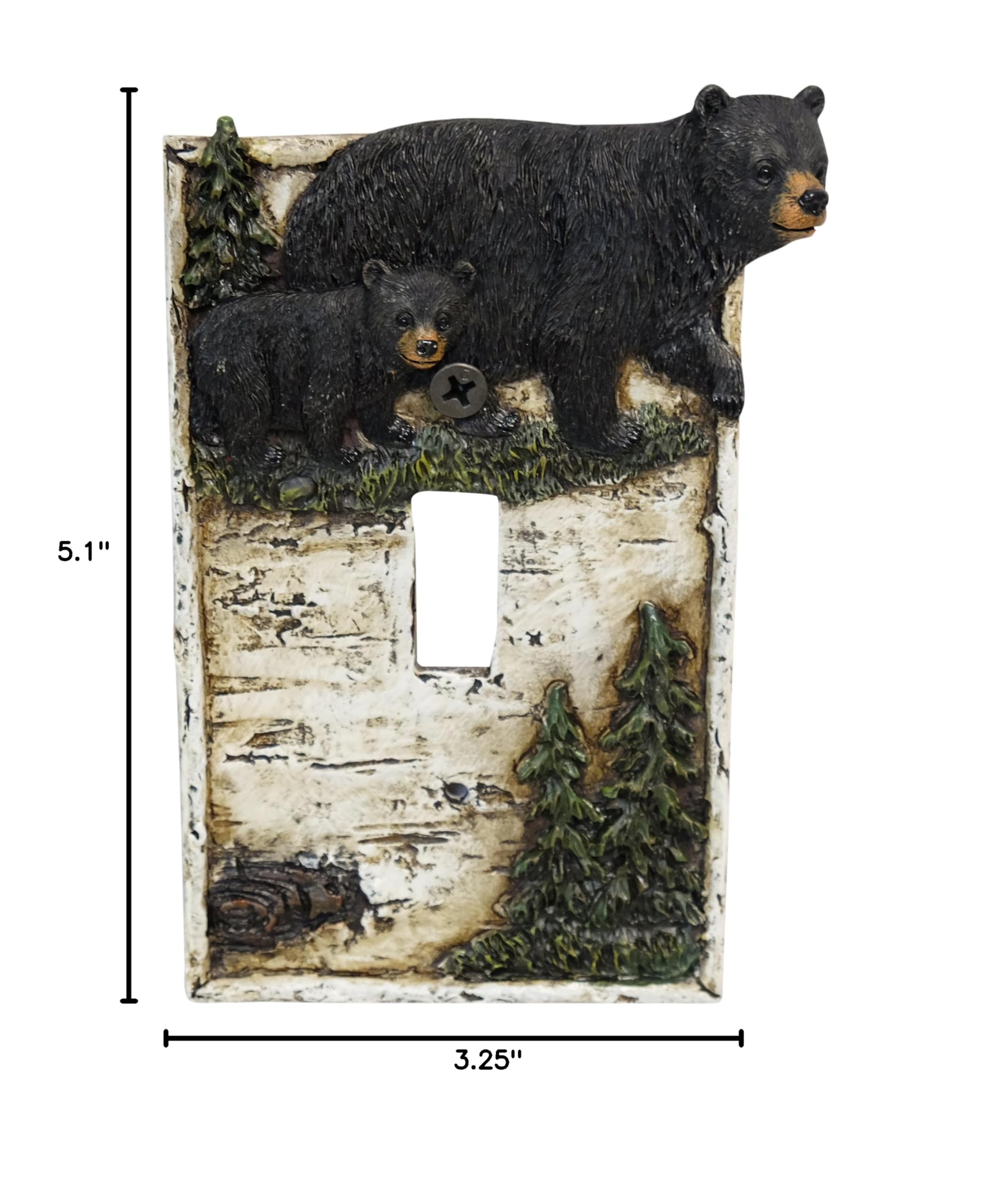 LL Home Bear ON Birch Single Switch Cover Plate - Rustic Wood Wall Decor for Living Room, Bedroom, and Nursery (Light Switch Cover)