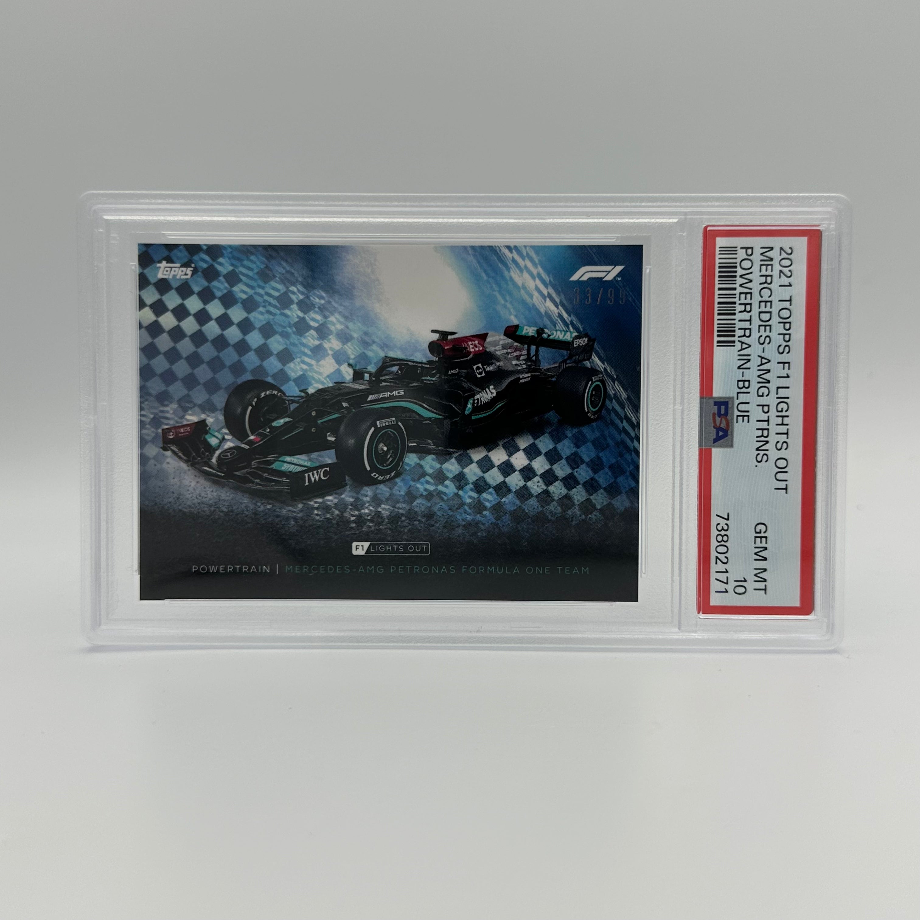PSA 10 33/99 Mercedes AMG Petronas F1 Team Powertrain Blue Trading Card - Rare Collectible for Formula 1 Fans & Motorsport Memorabilia Enthusiasts