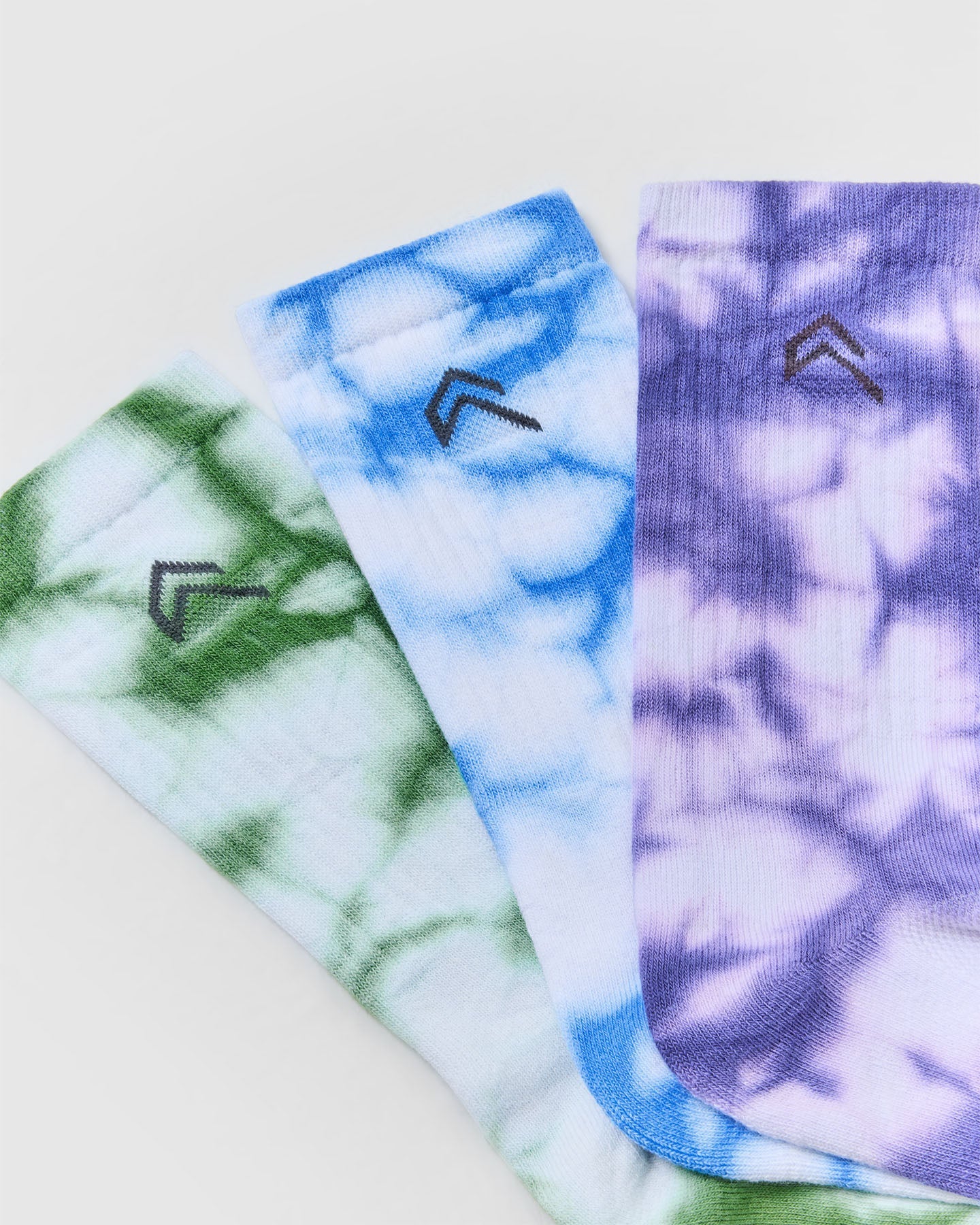 Tie Dye Crew Socks for Women & Men - Soft Cotton Colorful Striped Ankle Socks (Glaucous Blue/Iced Green/Iris Purple) - Perfect for Yoga, Running, Gym & Casual Wear
