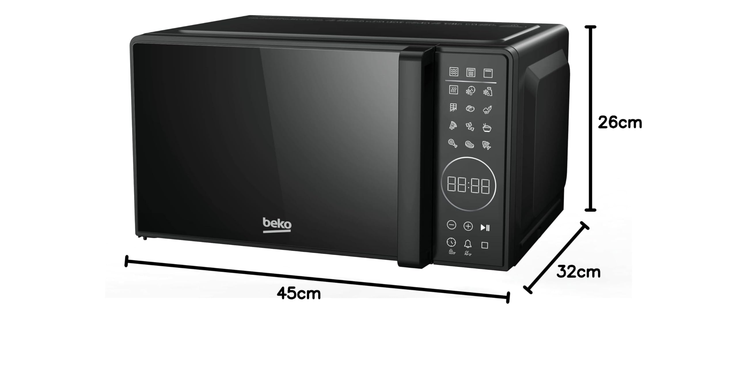 Beko MGC20130BFB 20L Built-in Microwave Oven with Grill - 700W, Digital Timer, 10 Power Levels, Black - Perfect for Small Kitchens, Apartments & Office Break Rooms