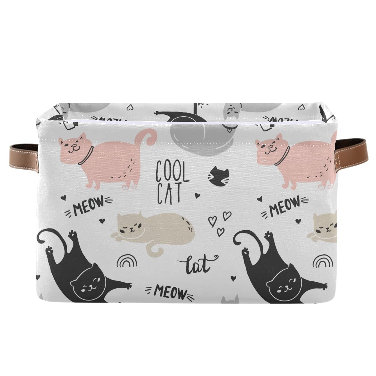 Cute Cat Collapsible Storage Basket - Waterproof Rectangle Bin for Nursery Toys, Books & Closet Shelves | Perfect for Kids Room, Bedroom Decor & Home Organization