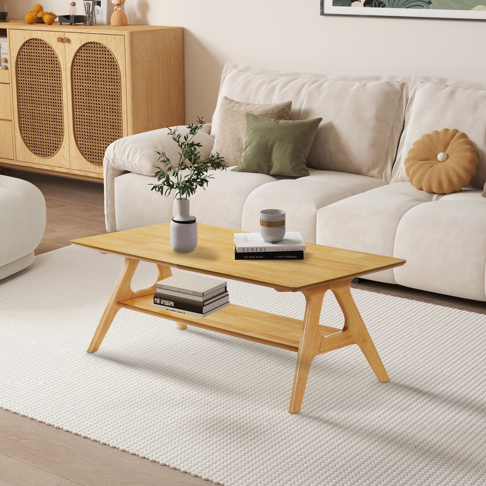 Roundhill Furniture Arona 3-Piece Coffee Table Set - Modern Coffee Table with 2 Matching End Tables for Living Room, Lounge & Home Decor