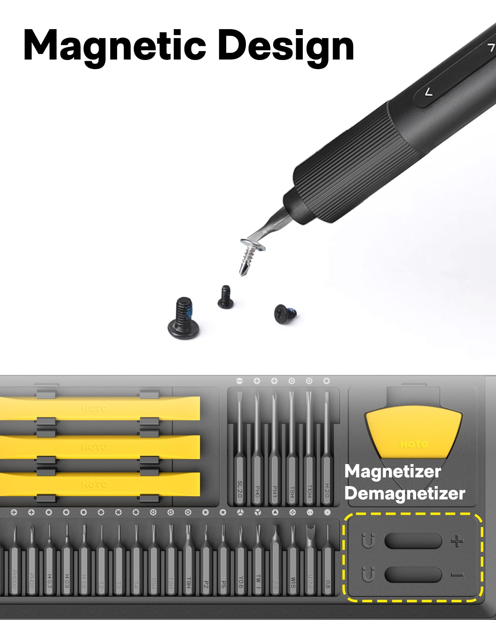 HOTO Electric Precision Screwdriver Set - 48 in 1 Magnetic Electronics Repair Kit with LED Light & Adjustable Torque | Perfect for Eyeglasses, Watches, Smartphones, Laptops, Cameras & DIY Projects | Compact Tool Kit for Home, Office & Professional Use