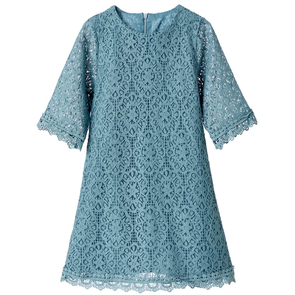 Niyage Girls Lace Toddler Dress - Elegant Floral Half Sleeve Party Princess Dress for Birthday, Wedding & Special Occasions