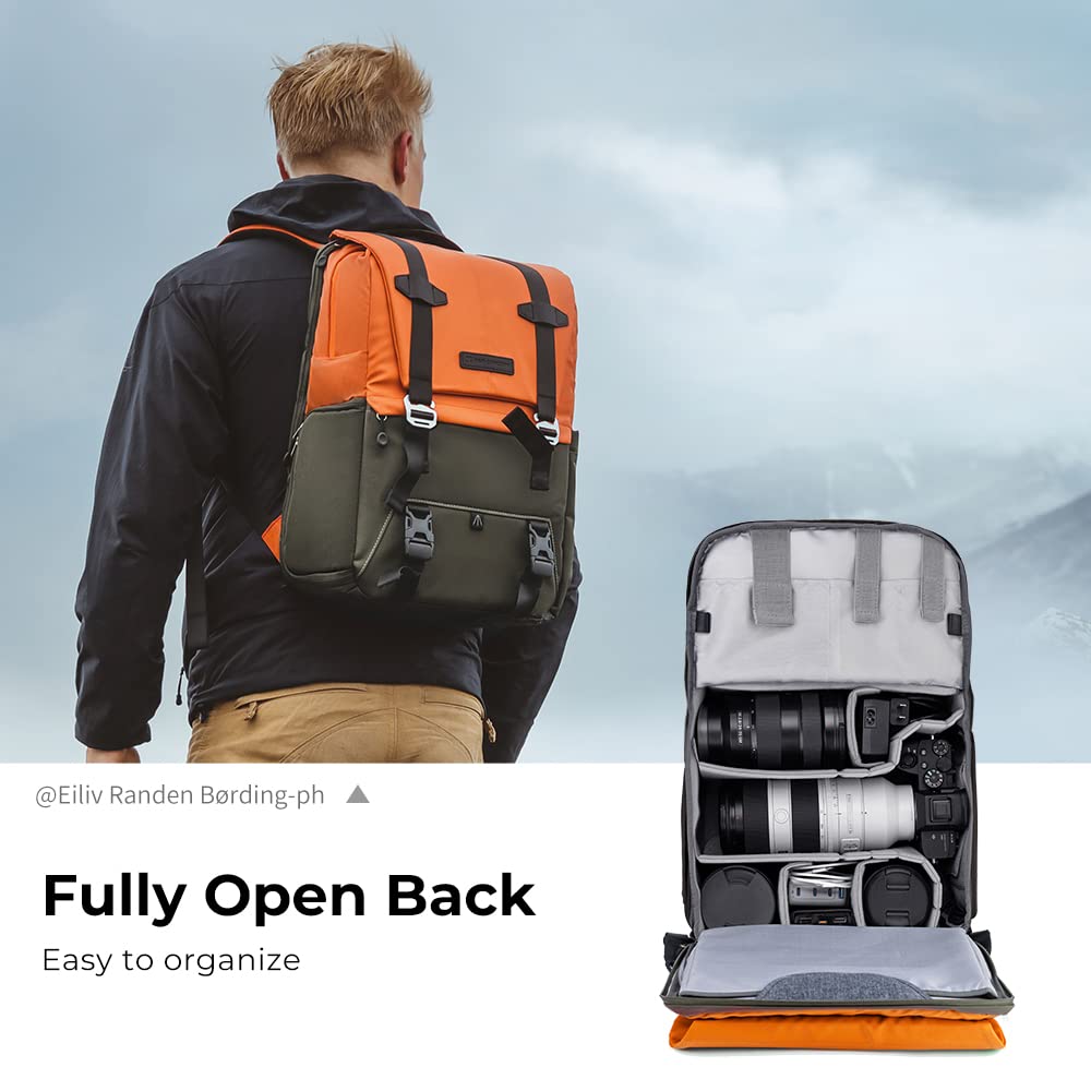 K&F Concept Professional Camera Backpack - Large Capacity DSLR/SLR/Mirrorless Camera Bag with Rain Cover, 15-15.6
