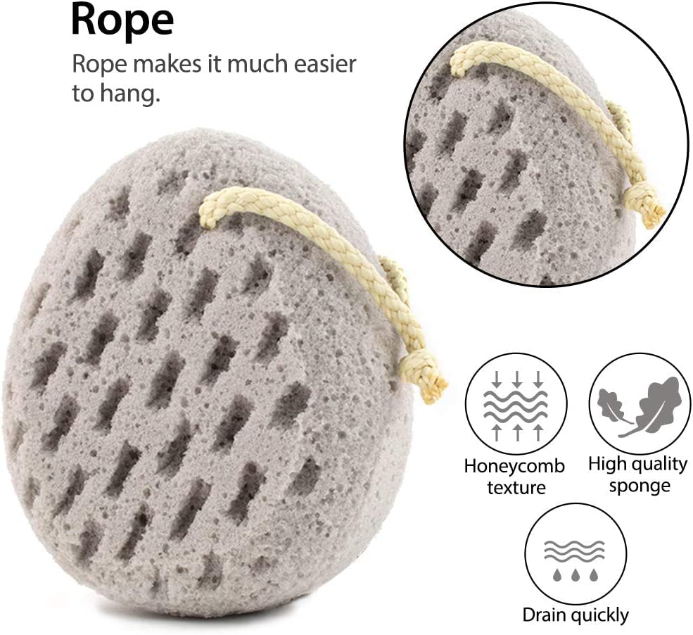 SOFTSWISS 2-Pack Large Exfoliating Bath Sponges for Women & Men - Premium Loofah Body Scrubber & Shower Pouf for Deep Cleansing & Skin Exfoliation - Perfect for Daily Shower, Spa & Body Wash (Brown Grey)