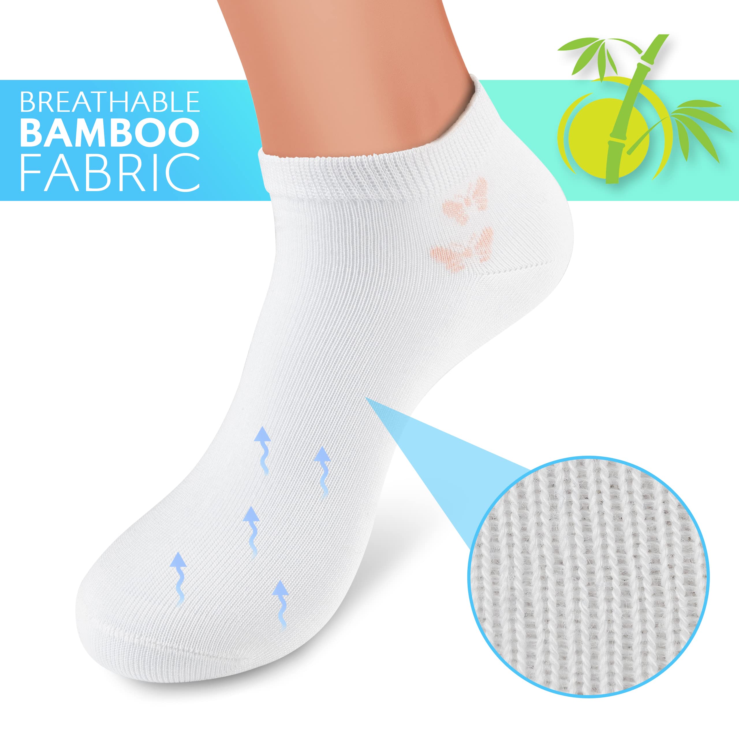 Klenton Women's Bamboo Ankle Socks - 5 Pack Soft Breathable Trainer Socks with Comfort Cuff & Smooth Toe Seams | Eco-Friendly Packaging | Size 4-7 for Running, Yoga & Daily Wear