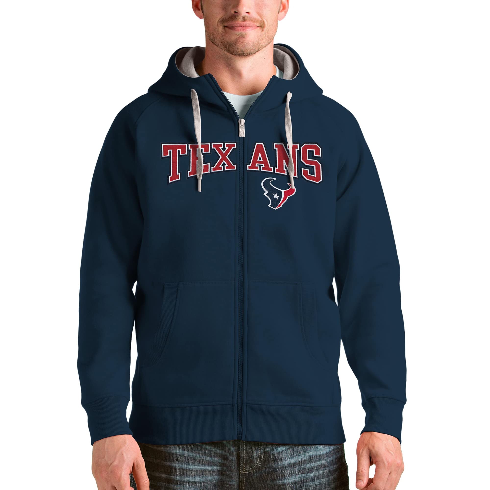 Antigua Men's NFL Wordmark Victory Full-Zip Hoodie - Officially Licensed Football Jacket for Fans - Perfect for Game Day, Tailgating & Casual Wear