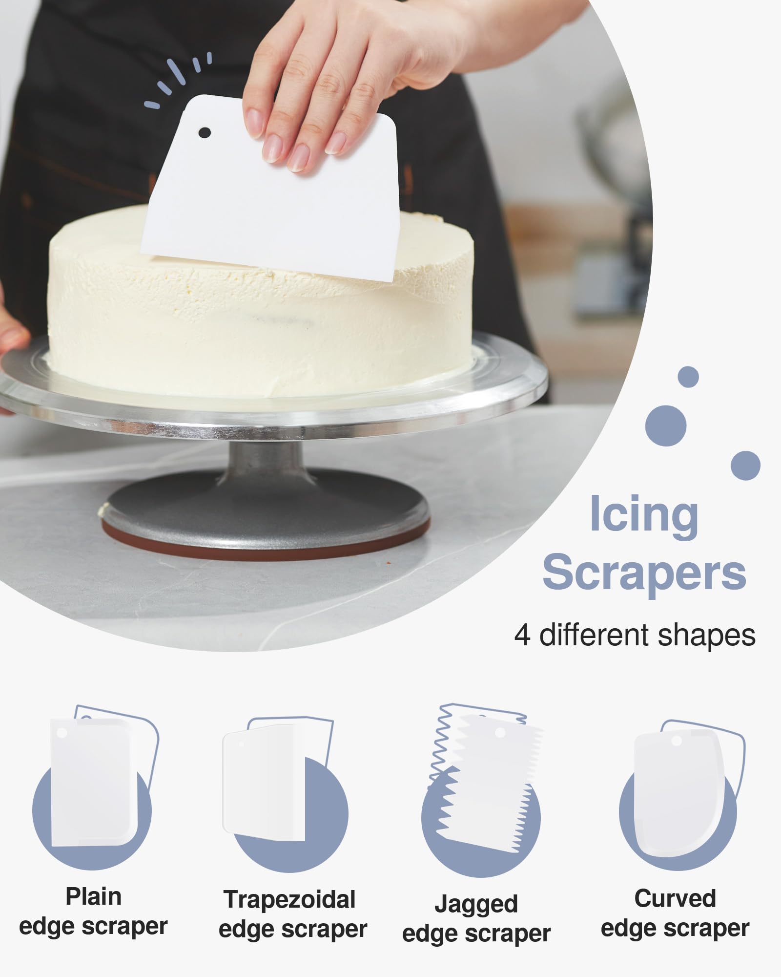 Puroma 12'' Aluminum Alloy Cake Turntable Stand - Professional Cake Decorating Kit with 3 Icing Spatulas & 4 Icing Combs - Perfect for Baking, Cake Decorating, Cupcakes & Dessert Making - Ideal for Home Bakers & Professional Pastry Chefs