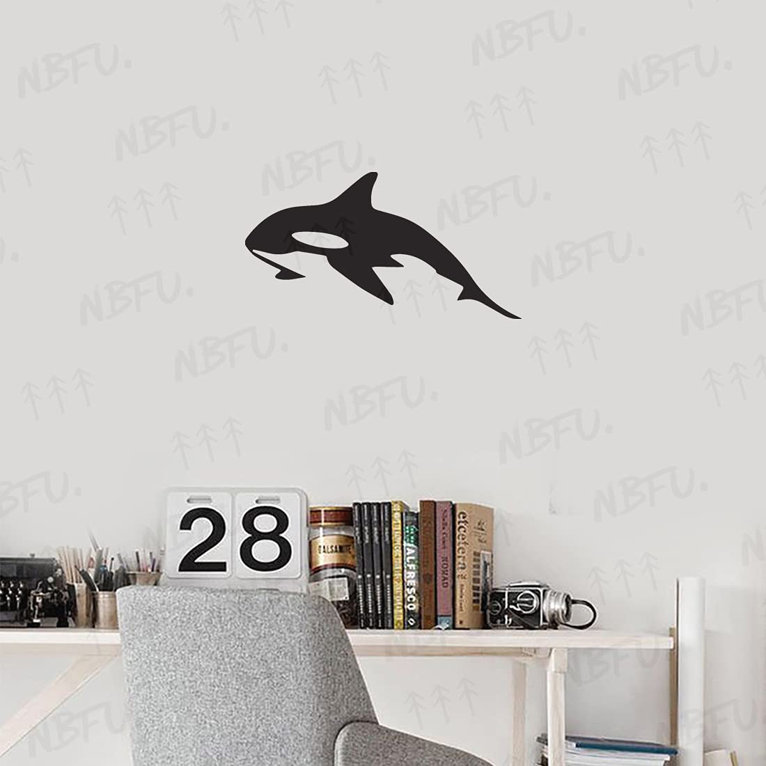 Premium Waterproof Vinyl Decal Stickers - Killer Whale Orca (Black, Set of 2) for Laptop, Phone, Helmet, Car Window, Bumper, Mug, Cup, Door & Wall Decoration - Perfect for Marine Lovers and DIY Home Decor Projects