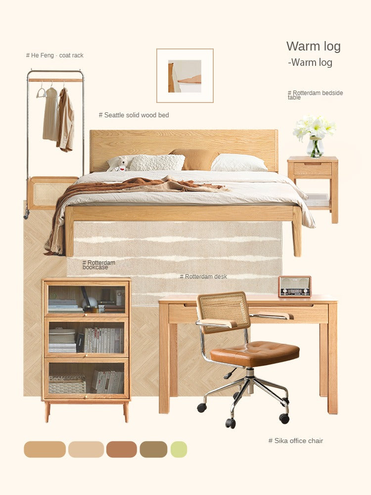 Solid Oak Wood Nightstand - Bedside Table with Drawer for Bedroom Furniture, Perfect for Storage and Decor | Modern & Rustic Home Design